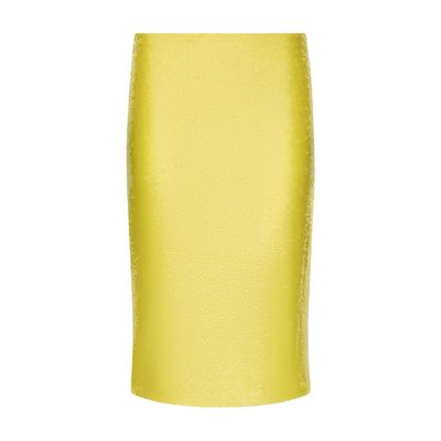 Shop Dolce & Gabbana Sequined Pencil Skirt In Yellow