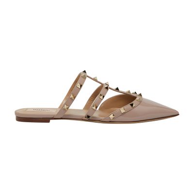 Shop Valentino Rockstud Mules In Poudre