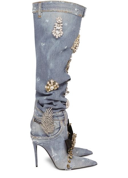 Denim patchwork boots hotsell