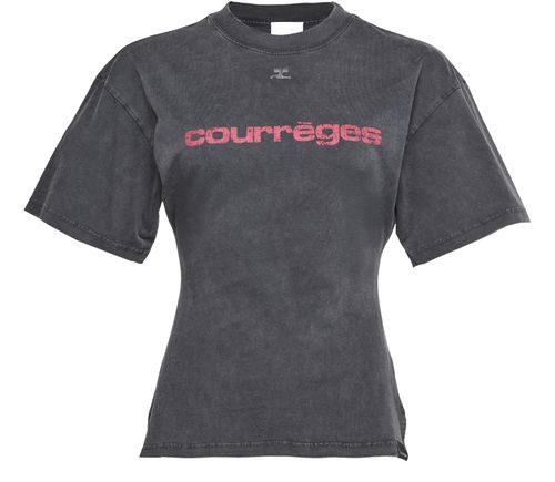 COURREGES Belted printed stone t-shirt