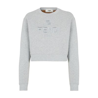 Fendi Crew-neck Sweatshirt Cropped In Grey