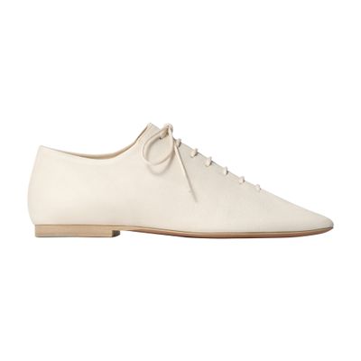 Lemaire Souris Lace Up Leather Heel Shoes In White