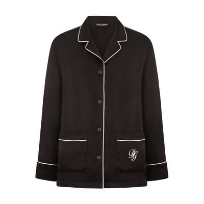 Shop Dolce & Gabbana Satin Pajama Shirt In Black