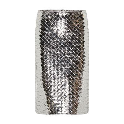 Bottega Veneta Metallic Effect High Waist Skirt In Silver