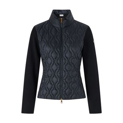 Moncler Zippered Cardigan With Logo In Black