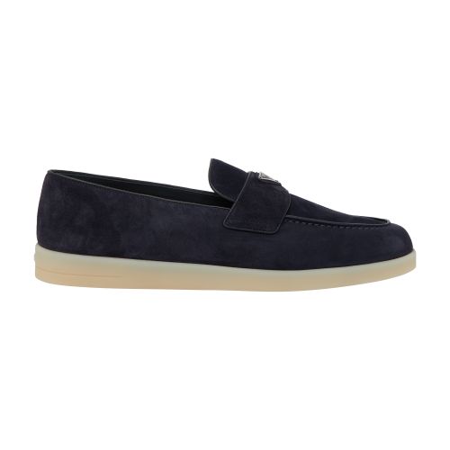 Prada Moc Toe Loafer In Bleu