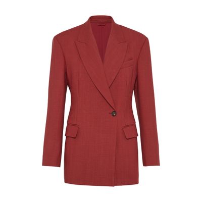 Brunello Cucinelli Red Single-breasted Wool Blazer In Red
