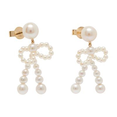 Sophie Bille Brahe Bow 14-karat Recycled Gold Pearl Earrings In White