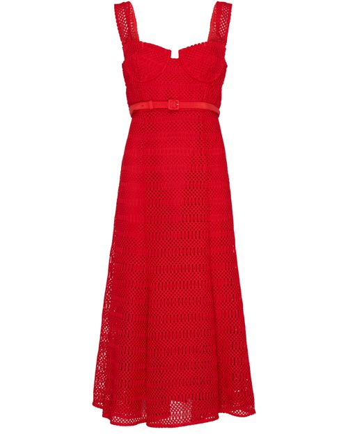 SELF PORTRAIT Lattice lace midi dress