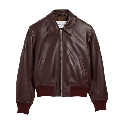 Ami Alexandre Mattiussi Zip-up Leather Jacket In Red