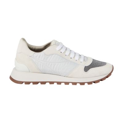 Brunello Cucinelli Women's Color-block Panelled Leather Sneakers In White