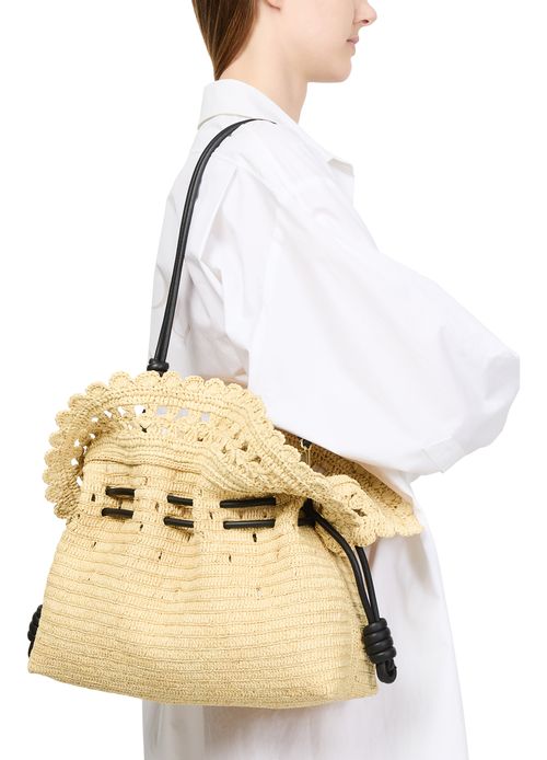 LOEWE Flamenco Ruffles medium clutch in raffia