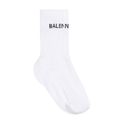 Balenciaga Logo Tennis Socks In White Black