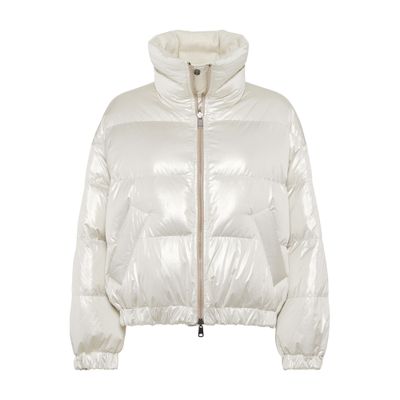 Brunello Cucinelli Iridescent-effect Down Jacket In Grey