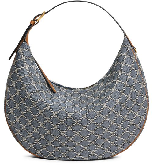 CELINE Large Celine Lulu in Triomphe jacquard and calfskin