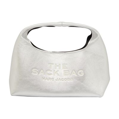 Marc Jacobs The Mini Sack Metallic Bag In Silver