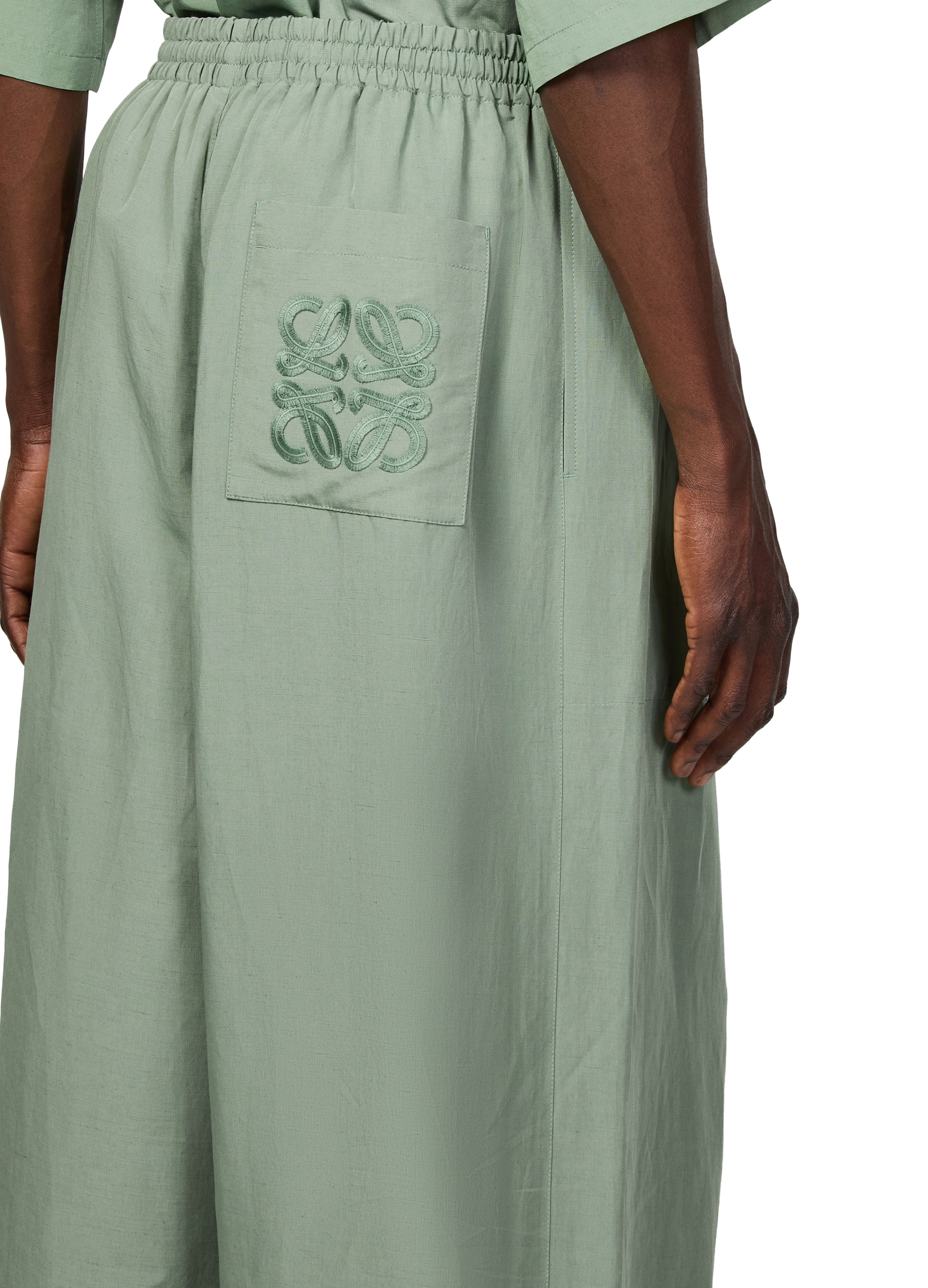 Cropped viscose and linen pants thumbnail 5