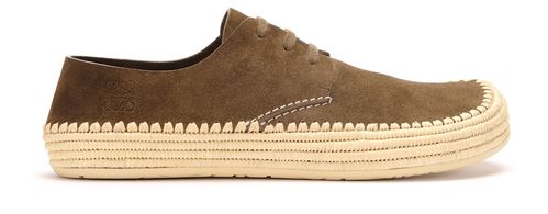 LOEWE Espadrilles Rio à lacets en cuir velours et raphia