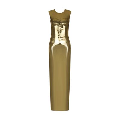 Dolce & Gabbana Metallic Bustier-detail Dress In Gold