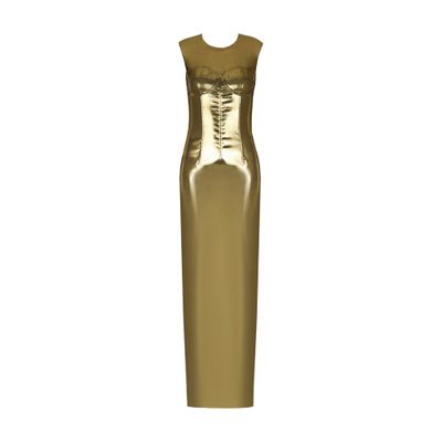 Dolce & Gabbana Long Lamé Bustier Dress In Gold