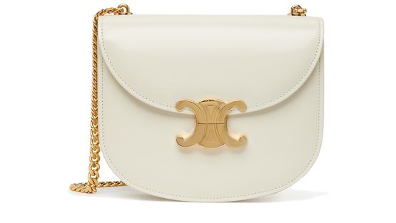 Shop CELINE Triomphe Triomphe shoulder bag in shiny calfskin