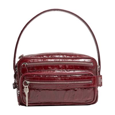 Acne Studios Camero Party Shoulder Bag In Croco Print In Burgundy