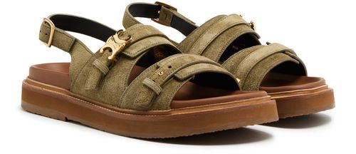 CELINE Sandales Tippi Triomphe en cuir de veau velours