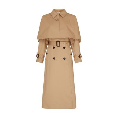 Chloé Classic Cotton Gabardine Trench Coat With Cape In Brown