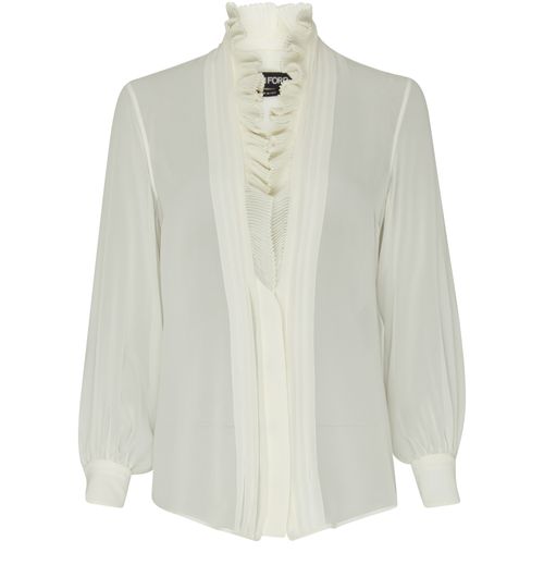 TOM FORD Silk georgette long sleeve v-neck blouse