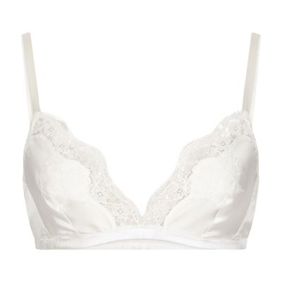 DOLCE & GABBANA SOFT-CUP SATIN BRA WITH LACE DETAILING