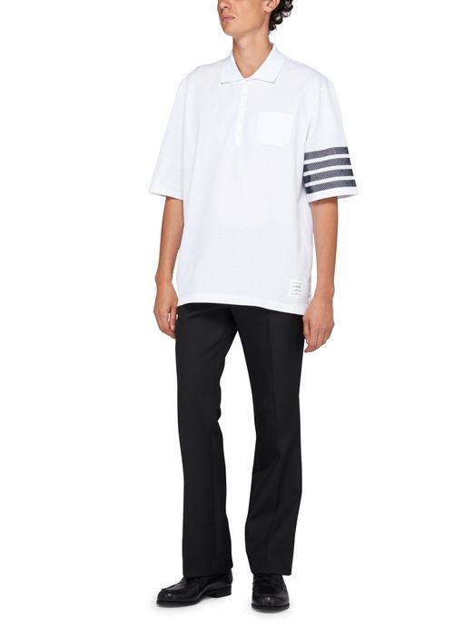 THOM BROWNE Piqué polo shirt with a wavy design