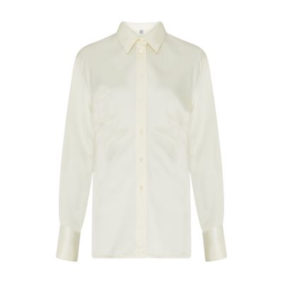 Totême Toteme Slouch Waist Satin Button-up Shirt In Beige