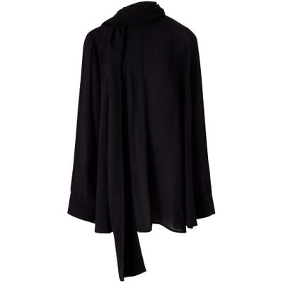 Totême Draped Scarf Blouse In Black