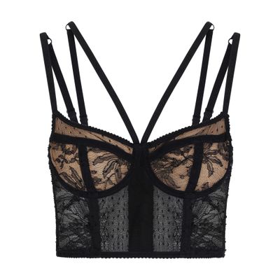 Dolce & Gabbana Women's Black Lace Lingerie Bustier With Straps Size 3