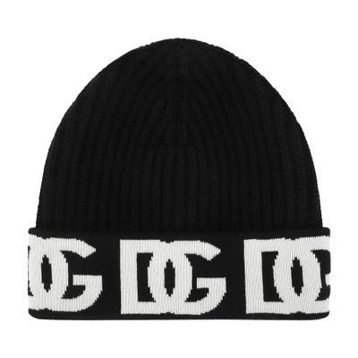 Dolce & Gabbana Cashmere Hat With Jacquard Dg Logo In Multicolor