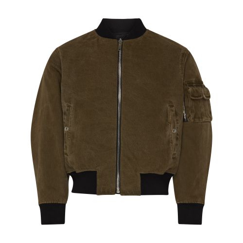 Shop Givenchy Reversible Denim Aviator Jacket In Black_khaki