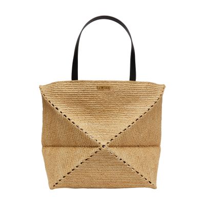 Puzzle Fold Tote XL in raffia