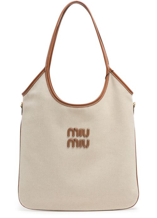 MIU MIU Sac Ivy en coton et cuir