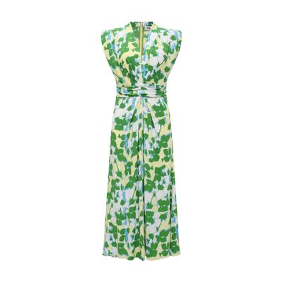 Diane Von Furstenberg Livia Pleated Floral-print Midi Dress In Multicolor