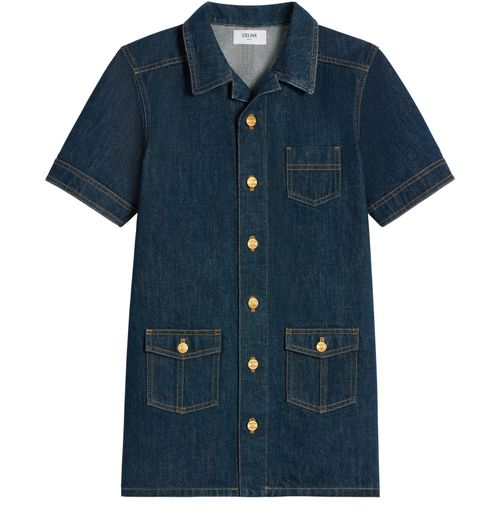 CELINE Workwear-minikleid aus rinsed wash denim
