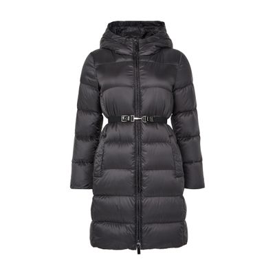 Max Mara Down Quilted Longline Jacket In Black