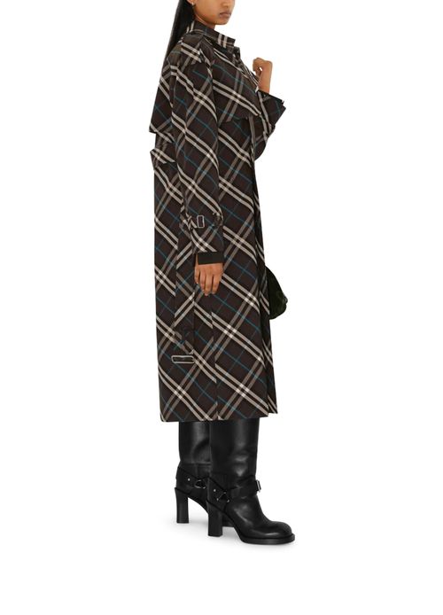 BURBERRY Check trench coat with lapel