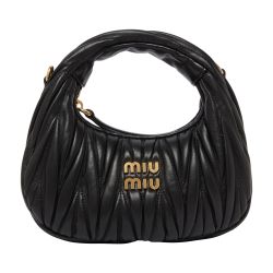 バッグ MIU MIU QUILTED MINI BOATON SHOULDER BAG Women's Wander quilted nappa hobo mini bag | MIU MIU | 24S