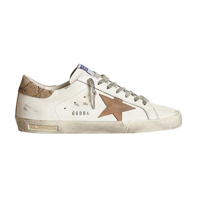 Shop Golden Goose Super-star Classic With List In White Tobacco Beige