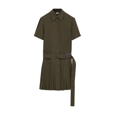 Loewe Pleated Cotton And Polyester Dress In Brown