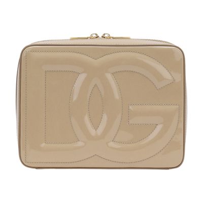 Dolce & Gabbana Dg Logo Patent Leather Camera Bag In Sand