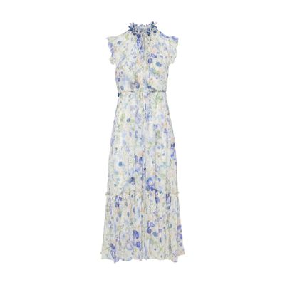 Zimmermann Multicolored Floral Garden Print Maxi Dress In Viscose Woman In Blue