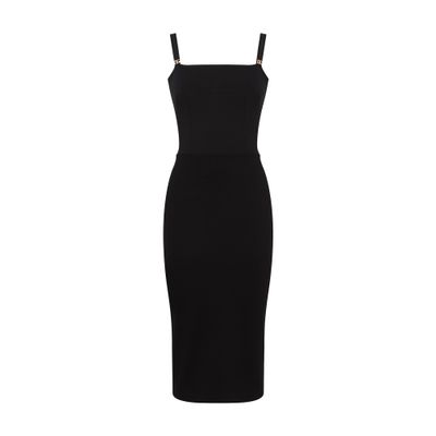 Dolce & Gabbana Jersey Calf-length Dress With Dg Embellishment In Black