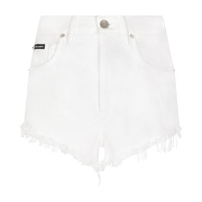 Shop Dolce & Gabbana Denim Shorts With Ripped Details In White