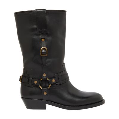 Isabel Marant Knee-high Leather Boots With Buckle Detail In Black